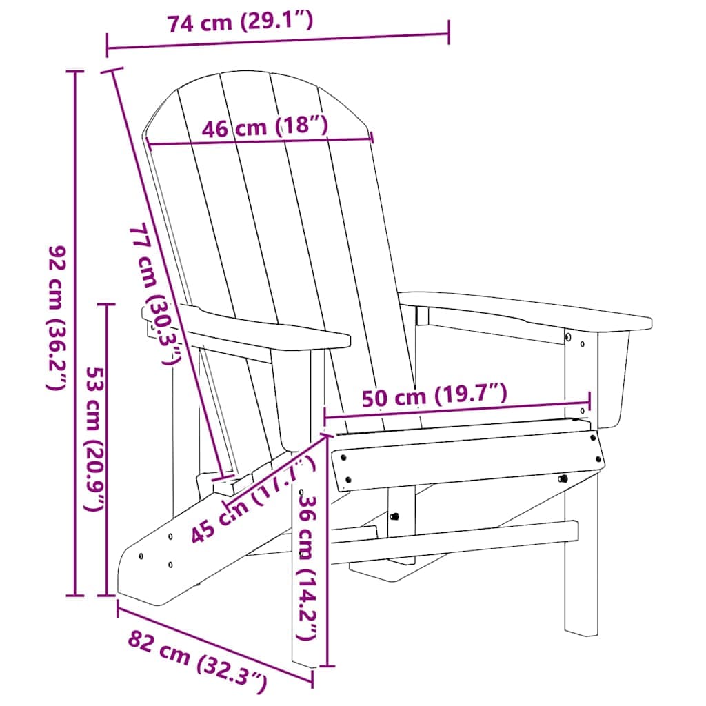 Sedia Adirondack Navy Blue in HDPE