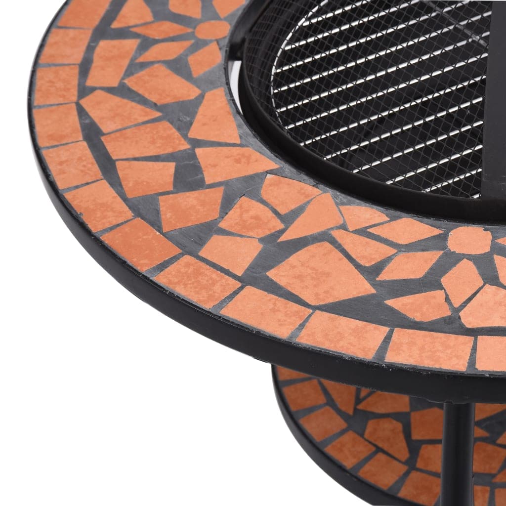 Feuertisch Mosaik Keramik Terrakotta 68 cm