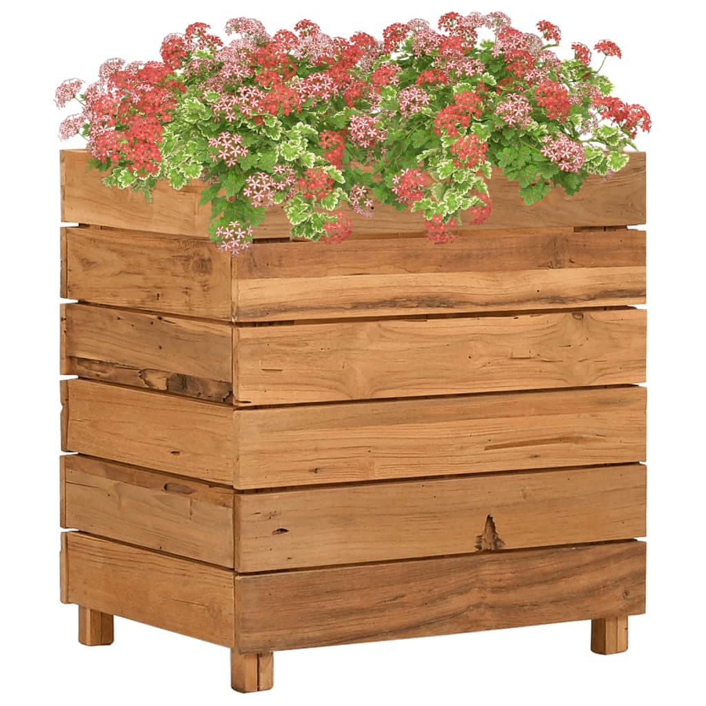 Fioriera rialzata in teak di recupero, 50 cm