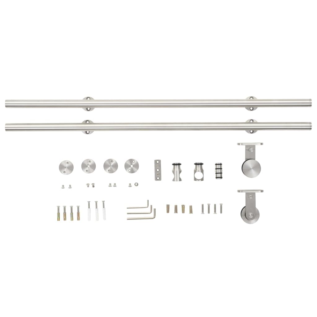 Schiebetürbeschlag Set 183 cm Edelstahl Silber