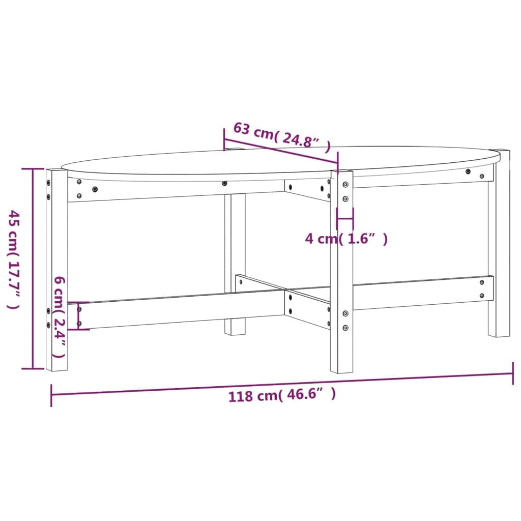 Couchtisch massives Kiefernholz 118 cm
