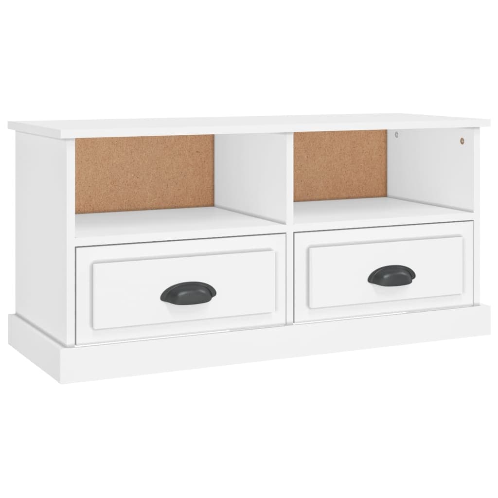 TV-Schrank 93x35,5x45 cm, Holzwerkstoff, Hochglanz weiß