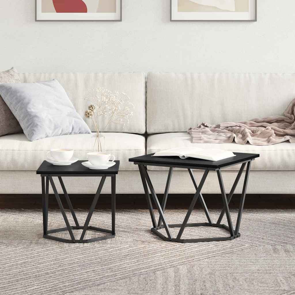 Beistelltisch-Set 2er Schwarz Eiche 50 cm