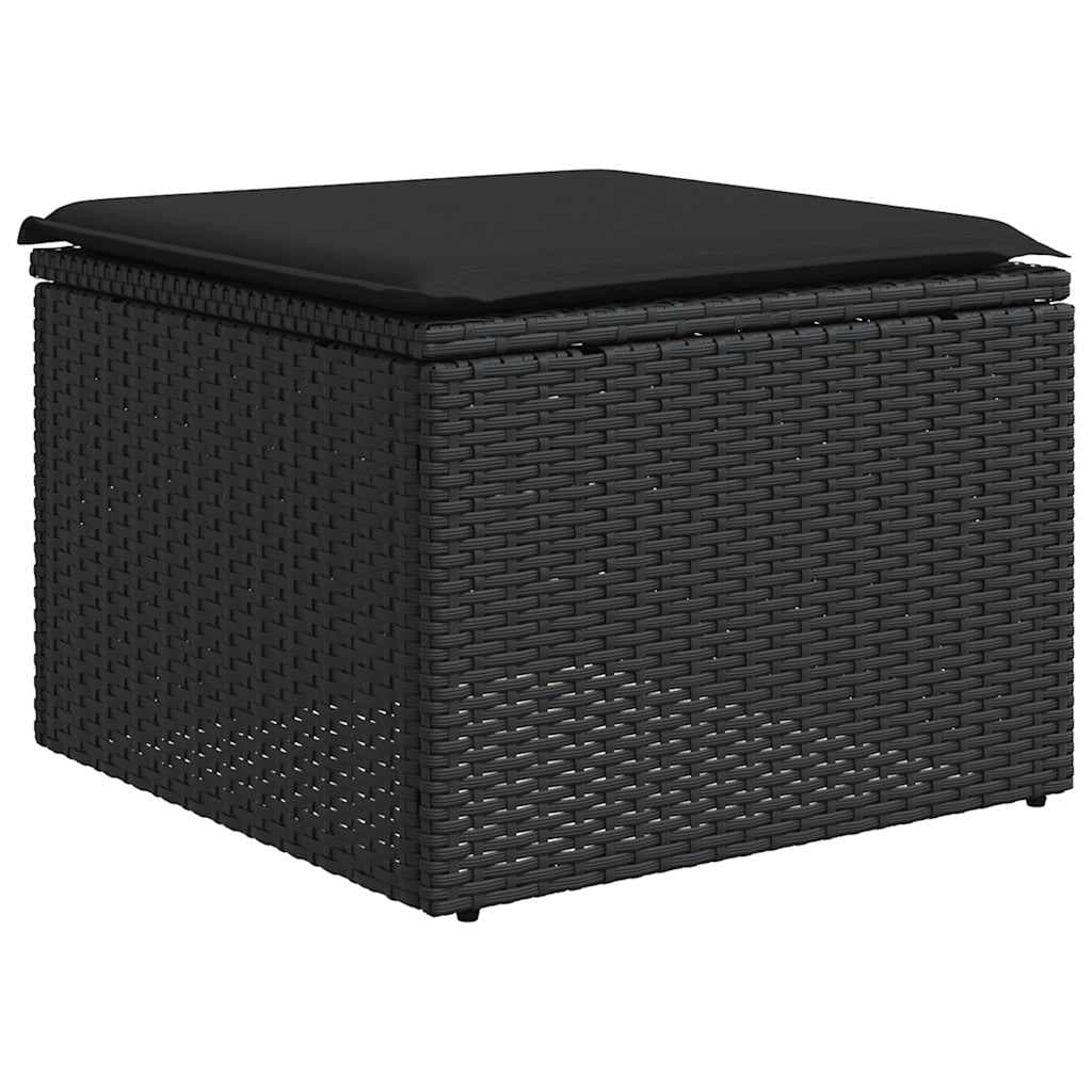 Sgabello da giardino in poli-rattan 55 cm con cuscino
