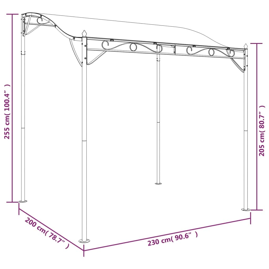 Tenda da sole antracite 2 x 2,3 m 180 g/m²