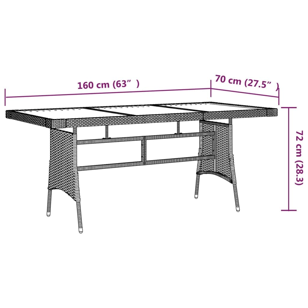 Tavolo da giardino 160 cm in polirattan e legno di acacia