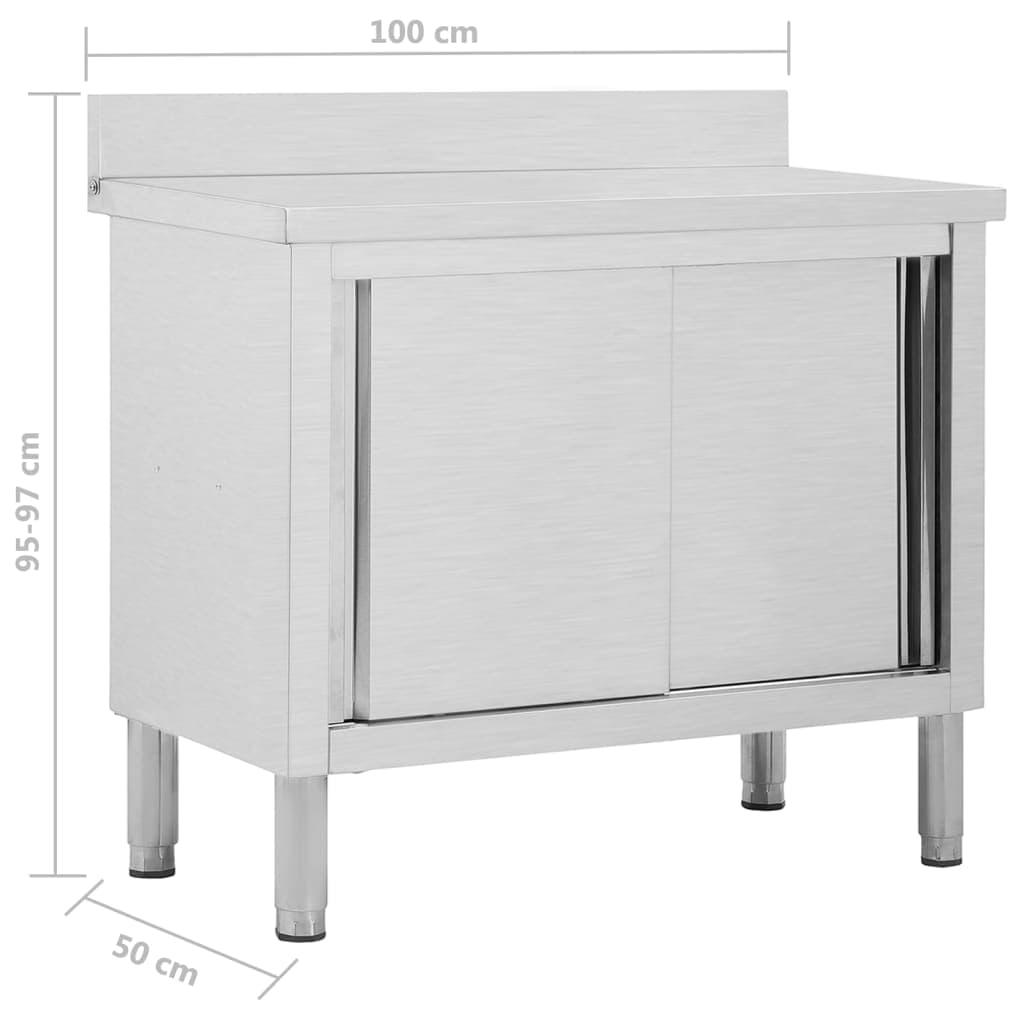 Arbeitsschrank Schiebetüren Edelstahl 100x50x95 cm