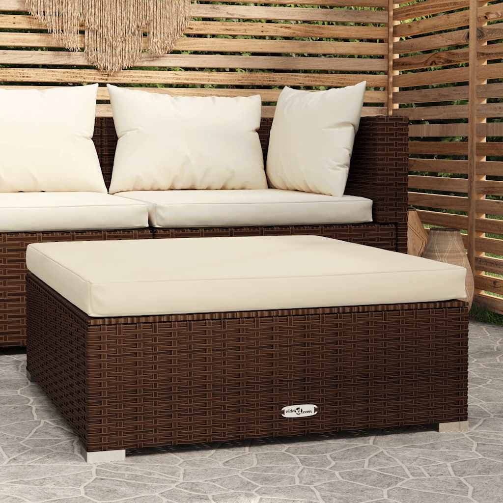 Sgabello da giardino in poli-rattan con cuscino, resistente alle intemperie