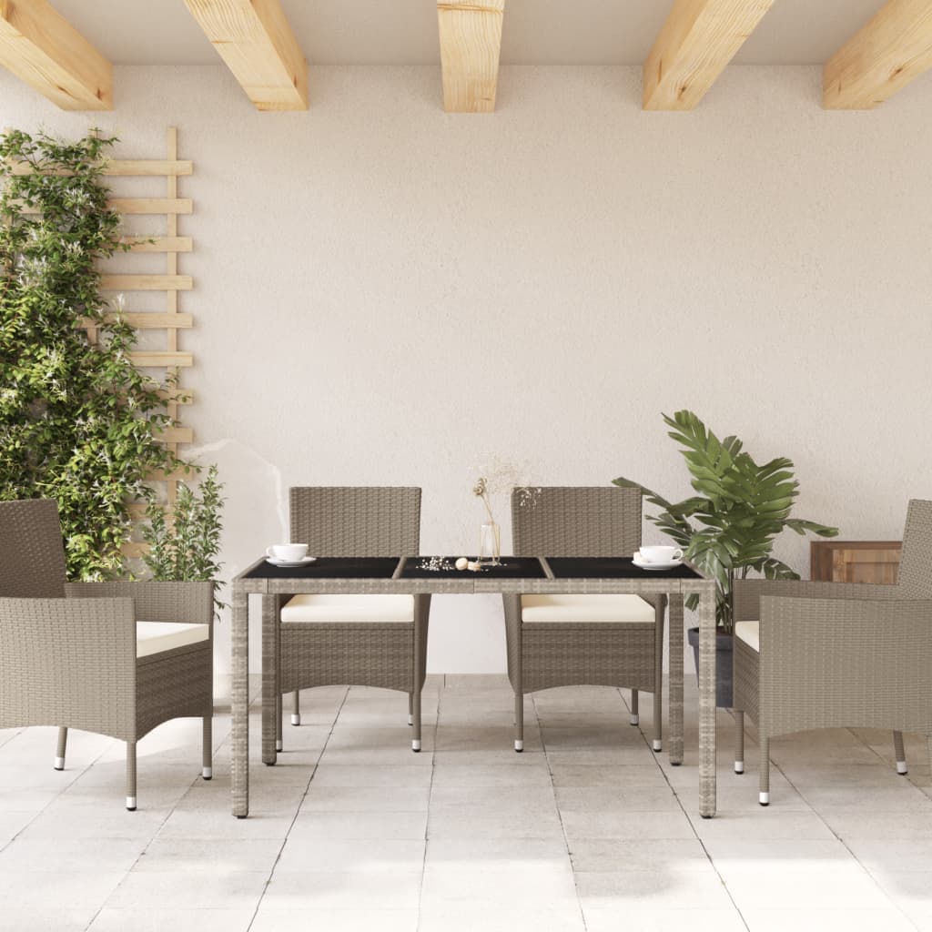 Gartentisch Glasplatte 150 cm Polyrattan – elegant