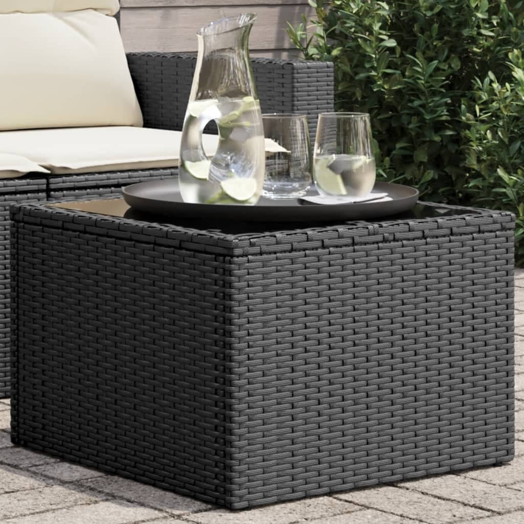 Mesa de jardín con tapa de vidrio y polirratán