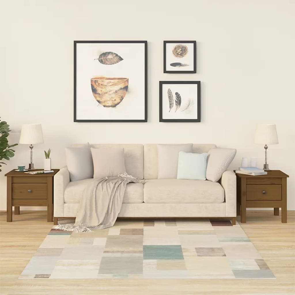 Beistelltische 2er-Set Honigbraun Massivholz Kiefer 40 cm