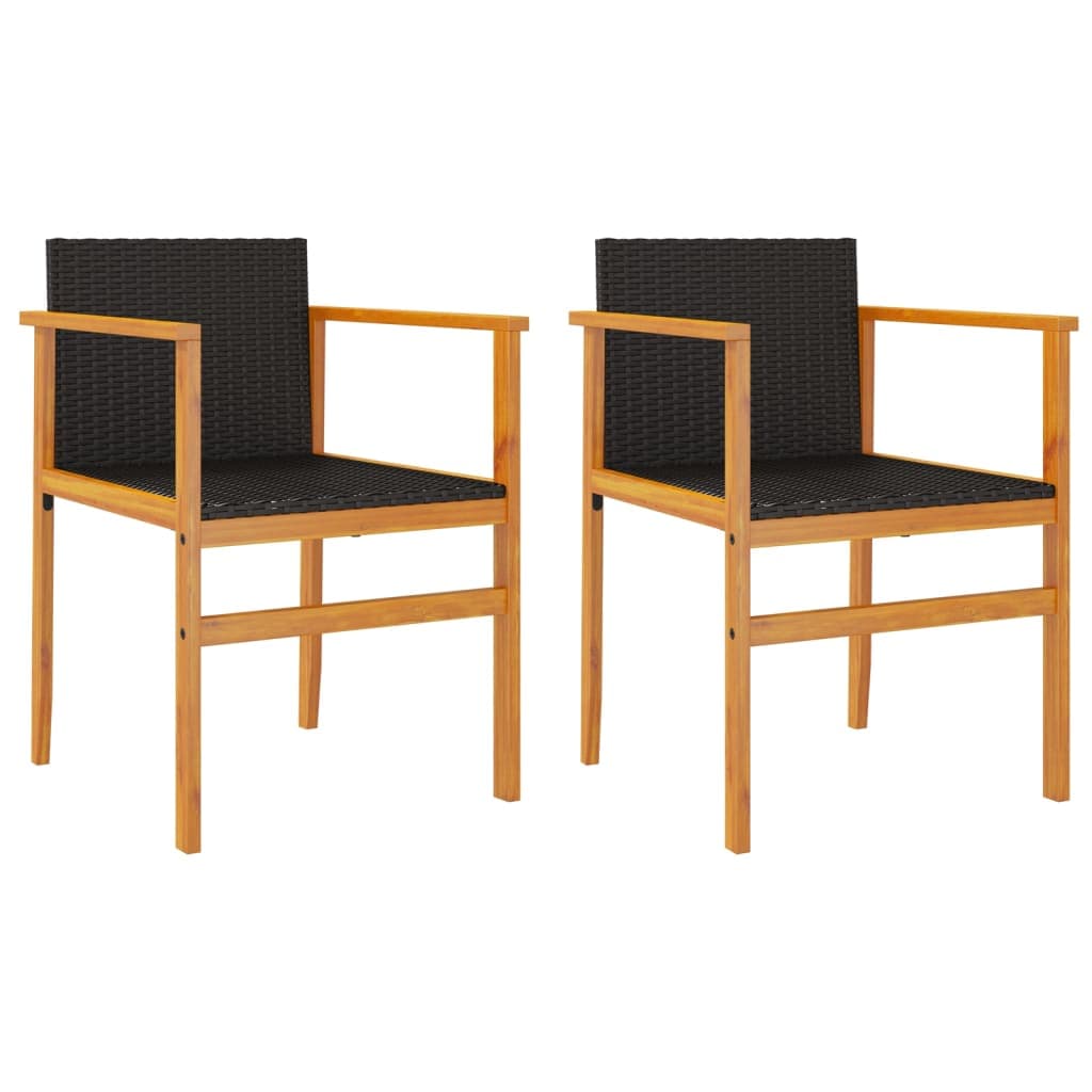 Gartenstühle 2er-Set Polyrattan Massivholz