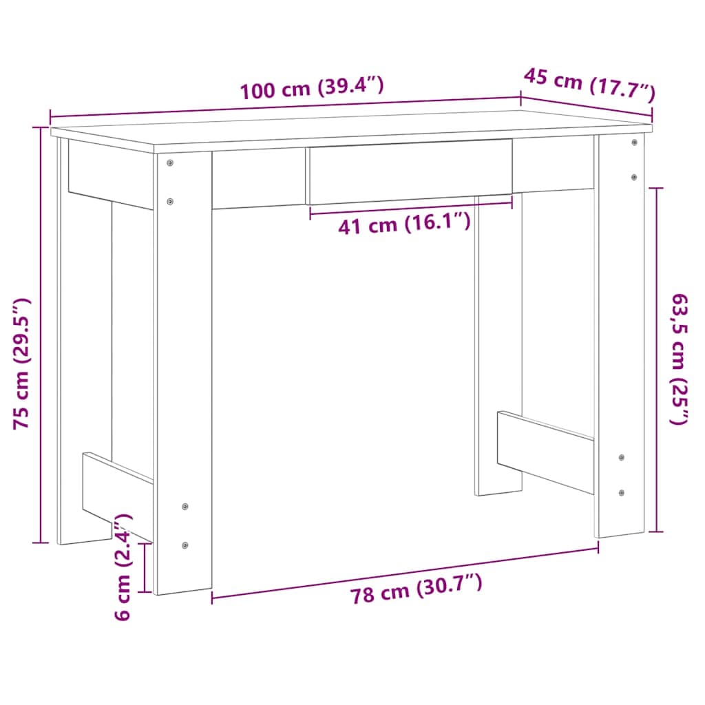 Bureau 100 cm en panneau de bois