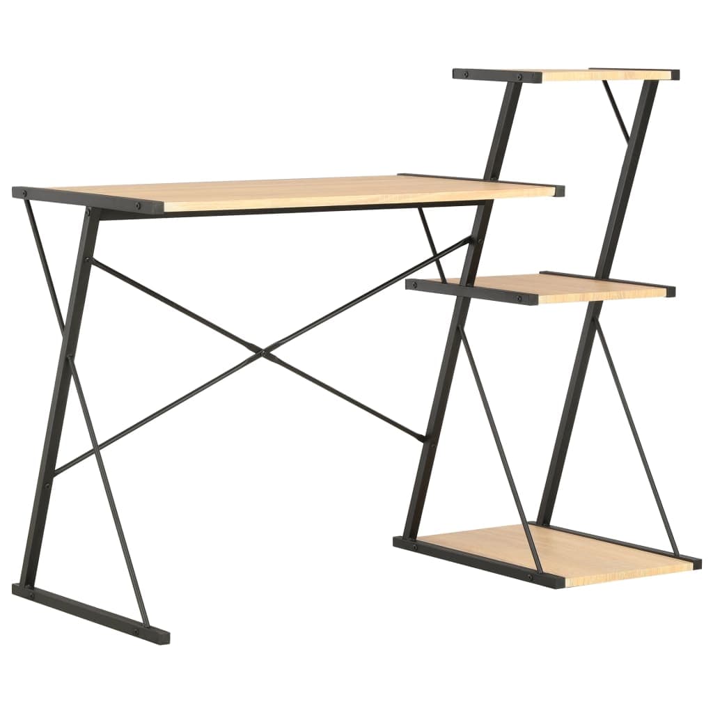 Bureau avec étagère effet chêne, 116×50×93 cm