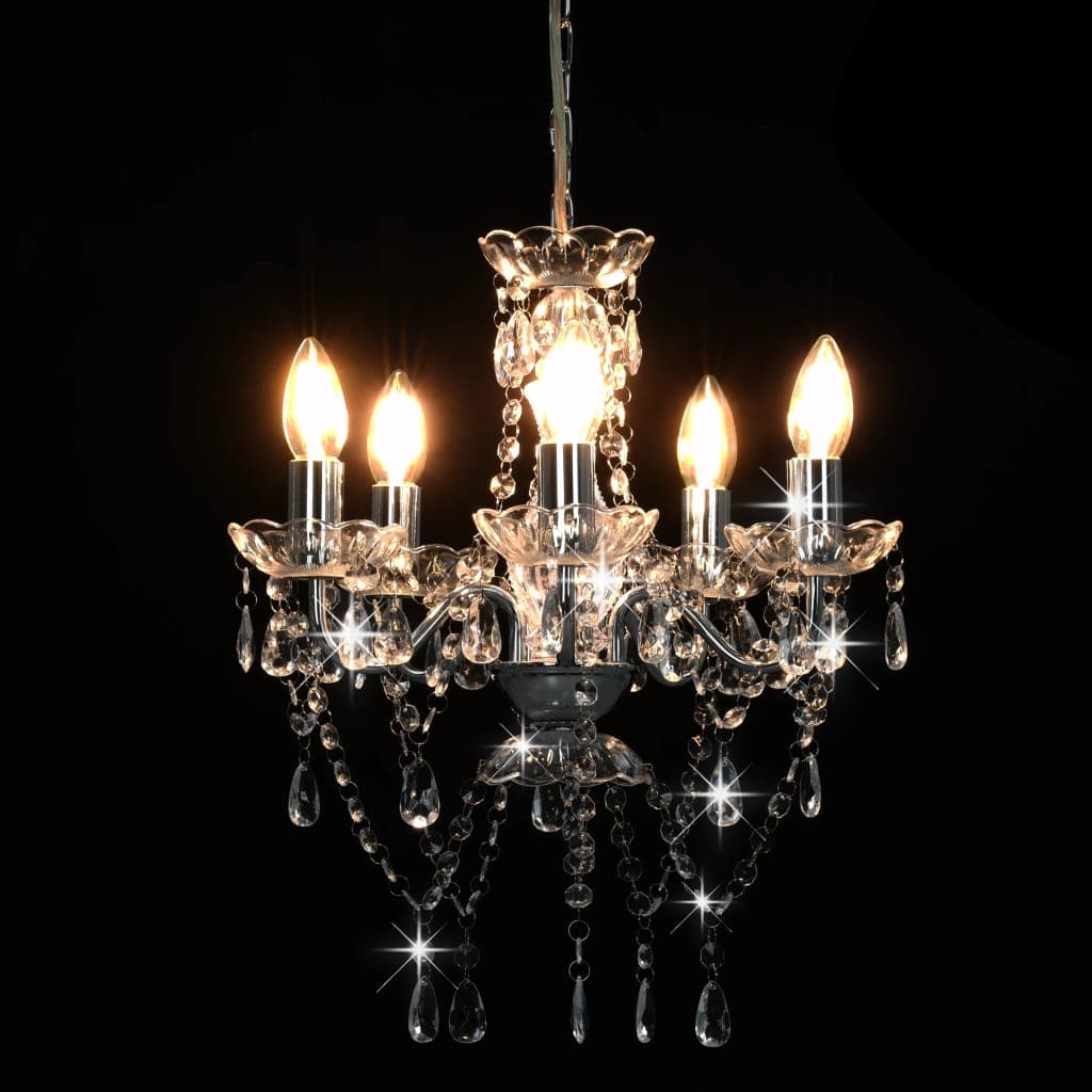 Runde silberne Wandlampe mit Kristallperlen, 5-flammig
