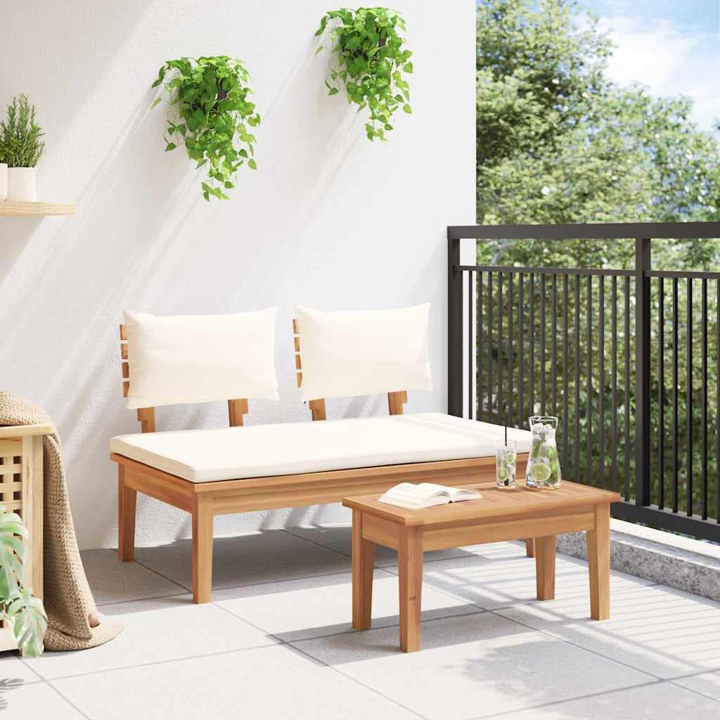 Set di 2 panche da giardino in teak massello