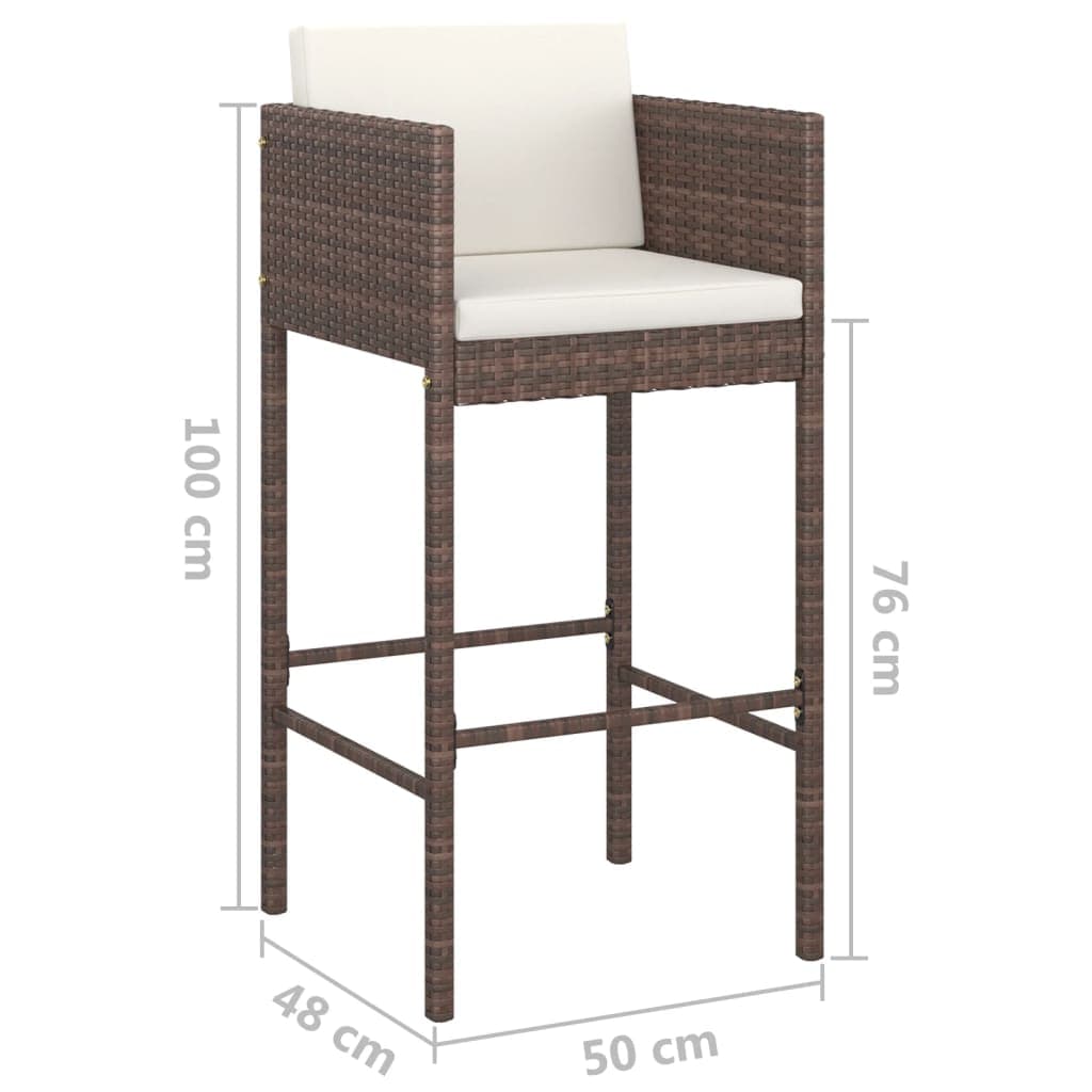Barhocker 2er-Set Poly-Rattan Polster