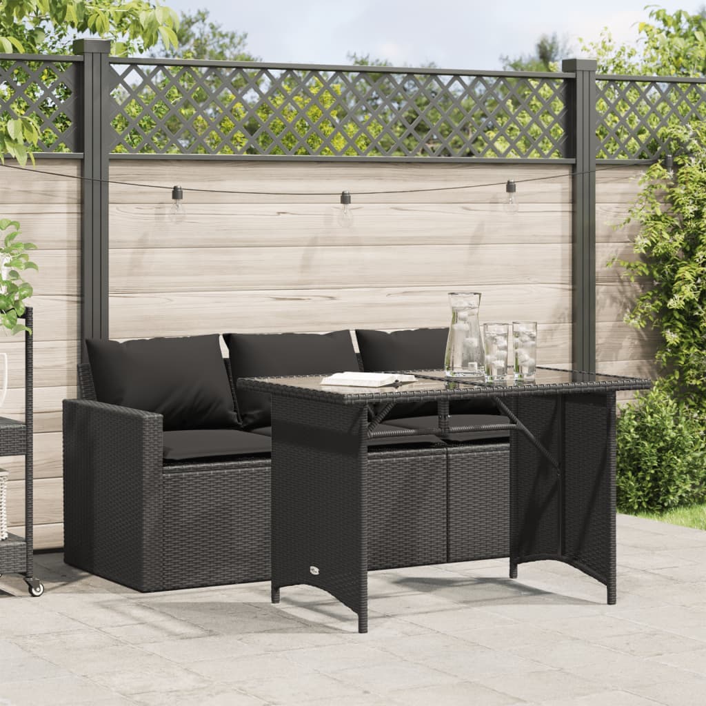 Conjunto comedor jardín 2 piezas polirratán con cojines