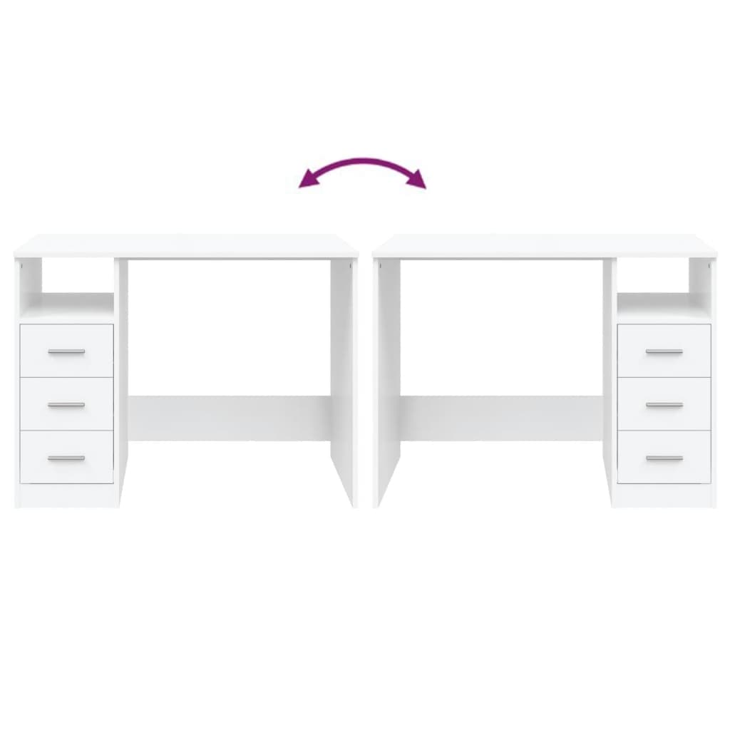 Bureau avec tiroirs 102 cm bois