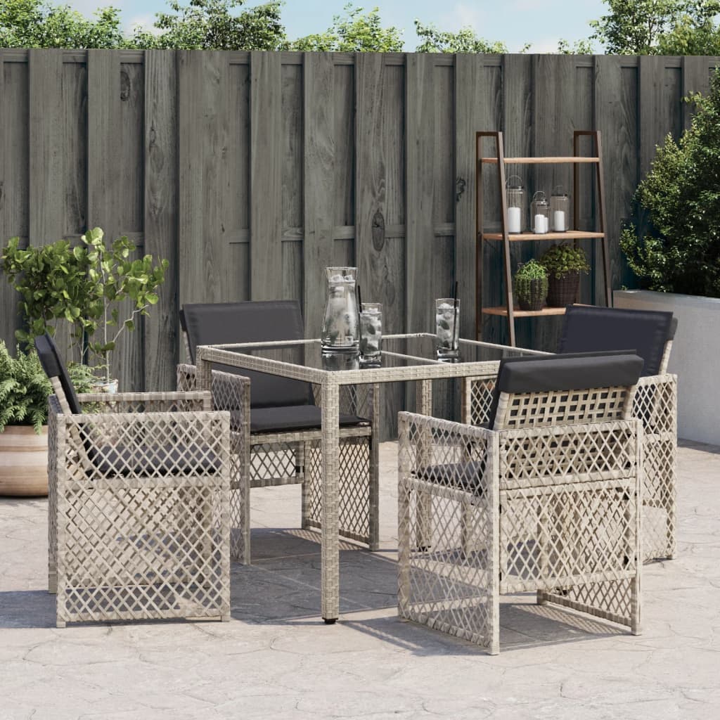 Gartenstühle mit Polstern, 4er-Set, Polyrattan