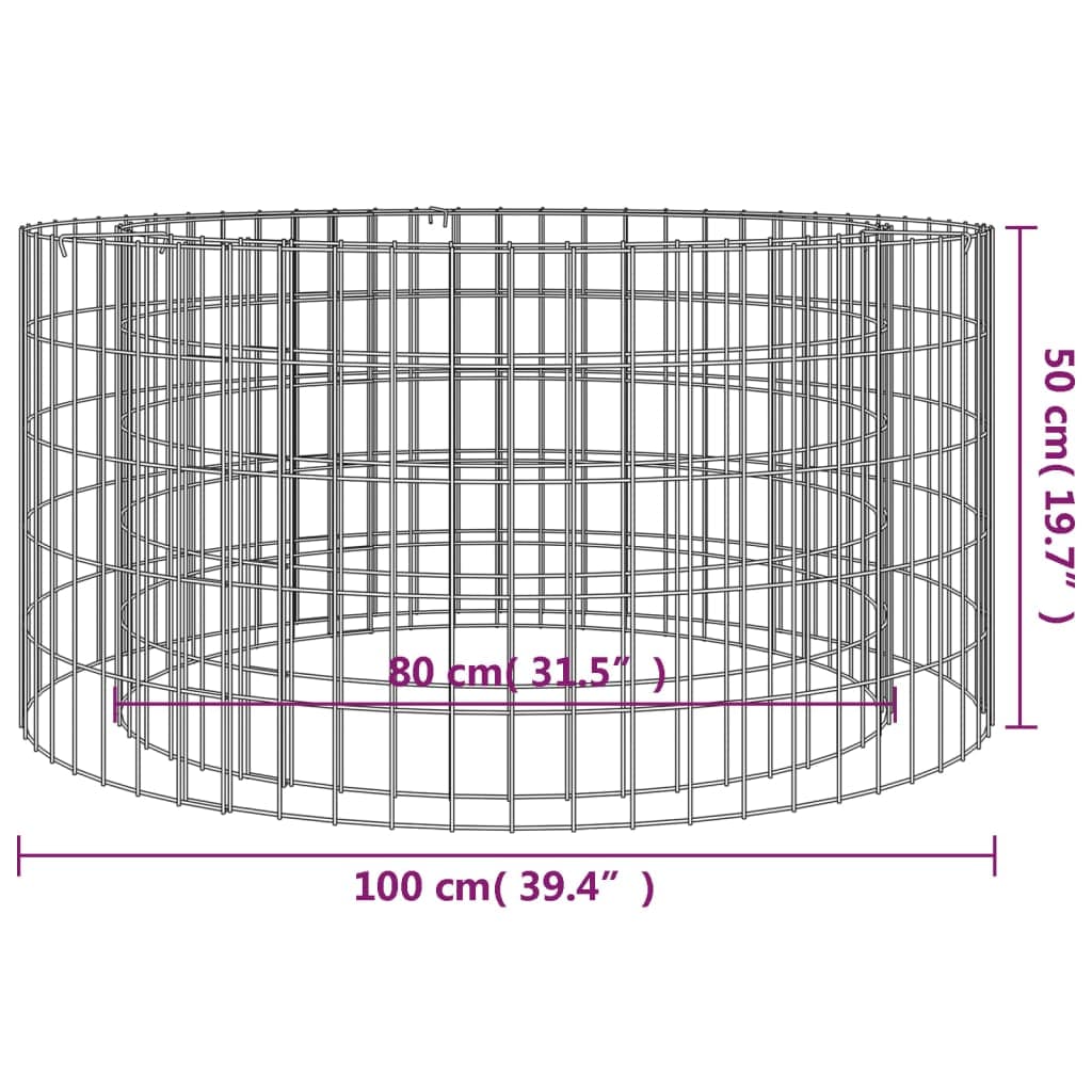 Gabionen-Feuerstelle Ø 100 cm aus feuerverzinktem Eisen