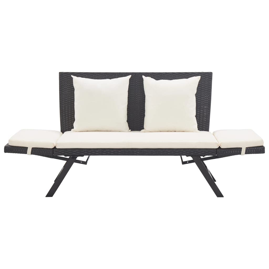 Gartenbank mit Polstern 176 cm Polyrattan
