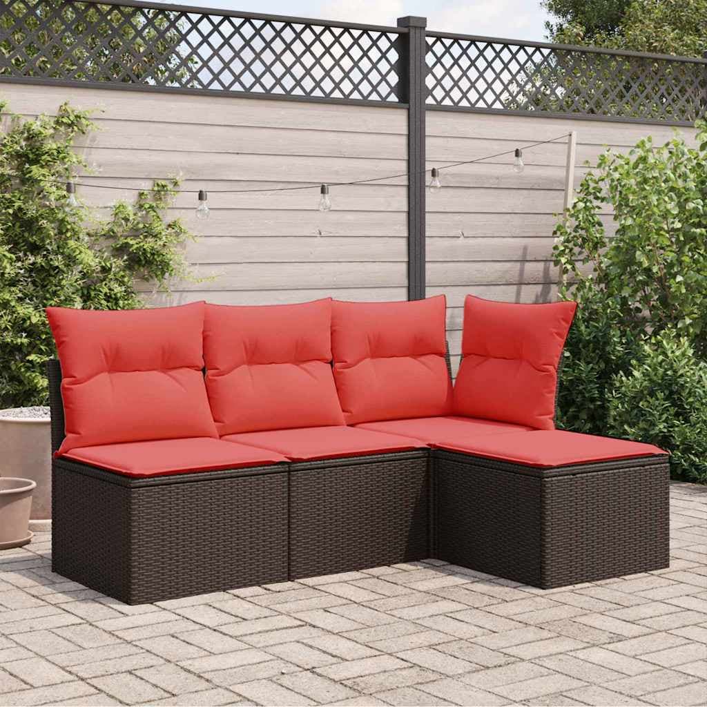 Sgabello da giardino in polirattan con cuscino, 55 cm