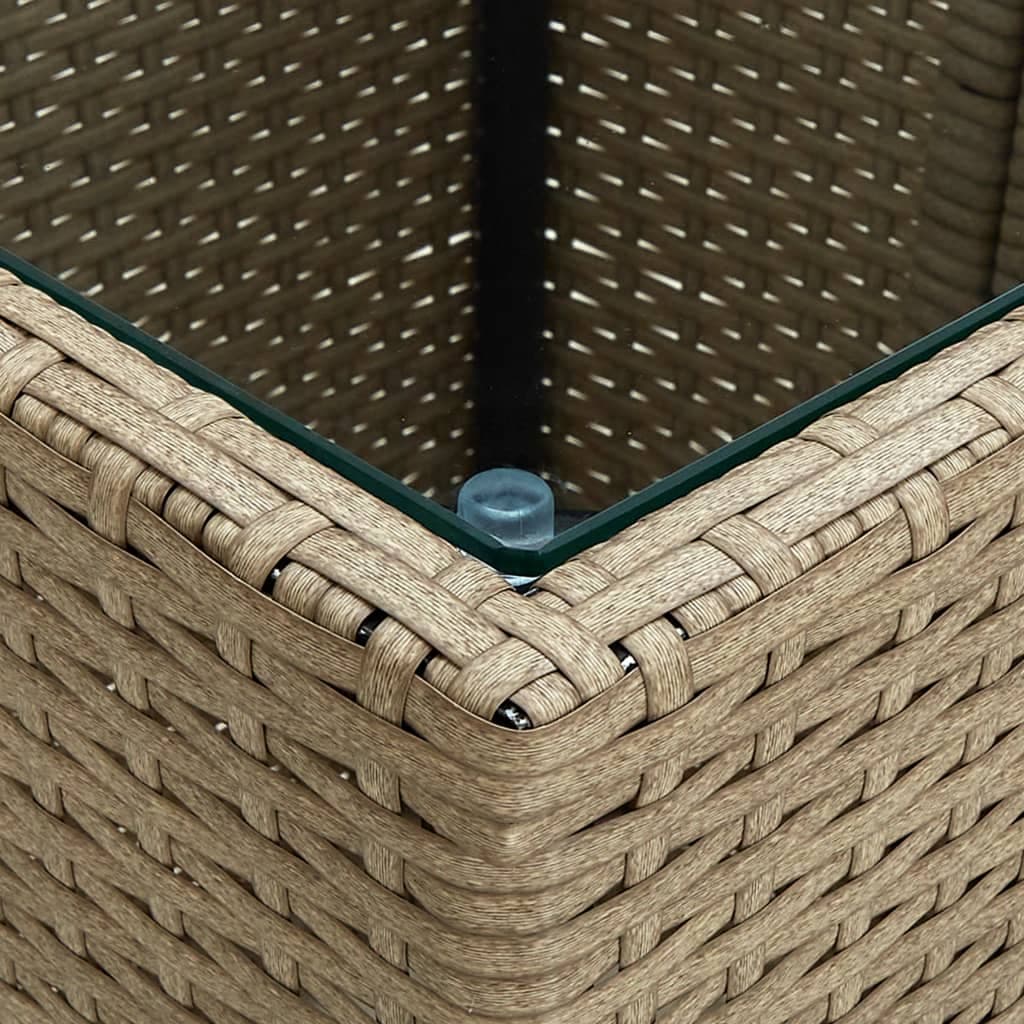 Beistelltisch 41,5x41 cm Polyrattan Sicherheitsglas