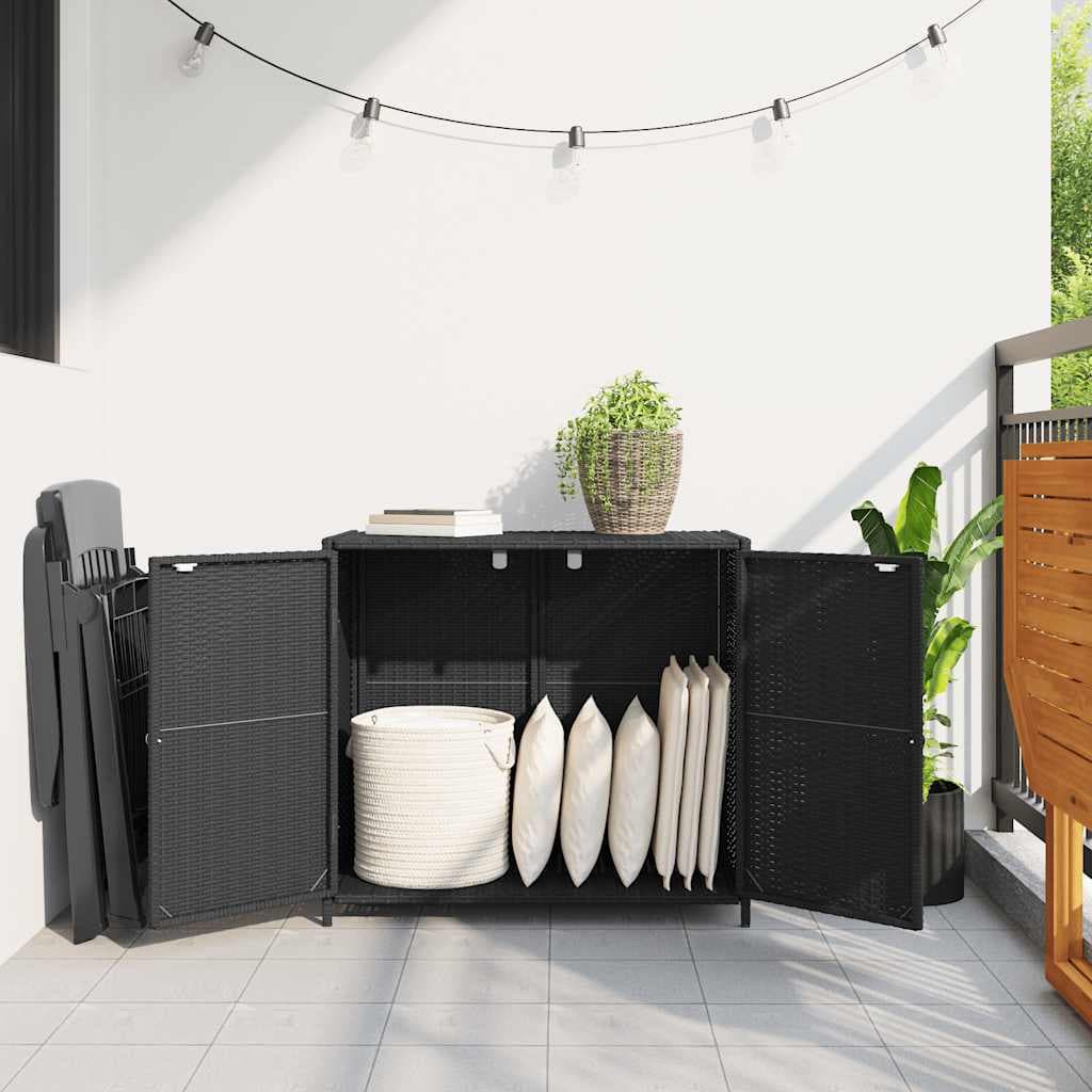 Armadio da giardino in poli rattan, 83 cm