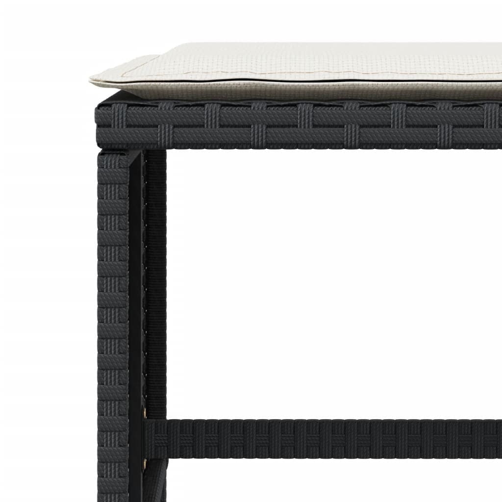 Set di 4 sgabelli da giardino in polirattan con cuscini, 41 cm