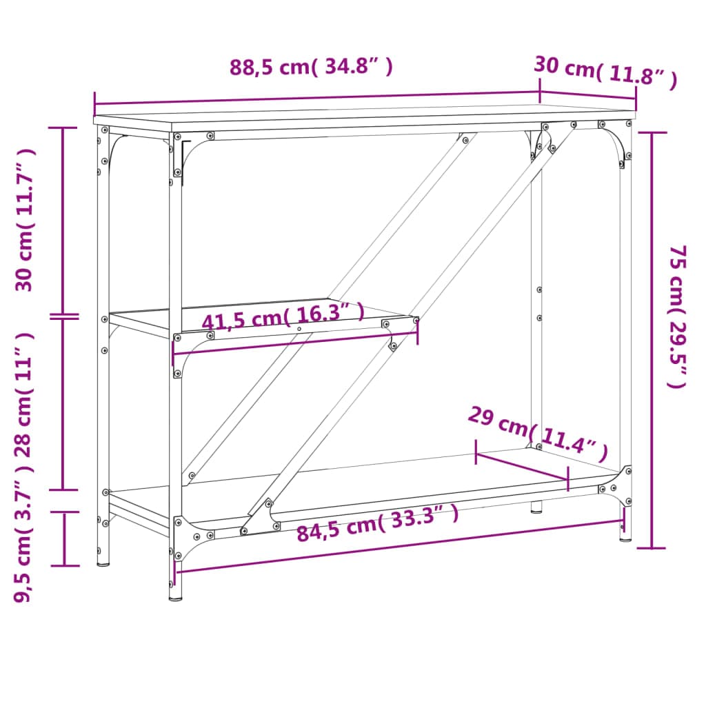 Konsolentisch Sonoma-Eiche 88,5 cm Holzwerkstoff
