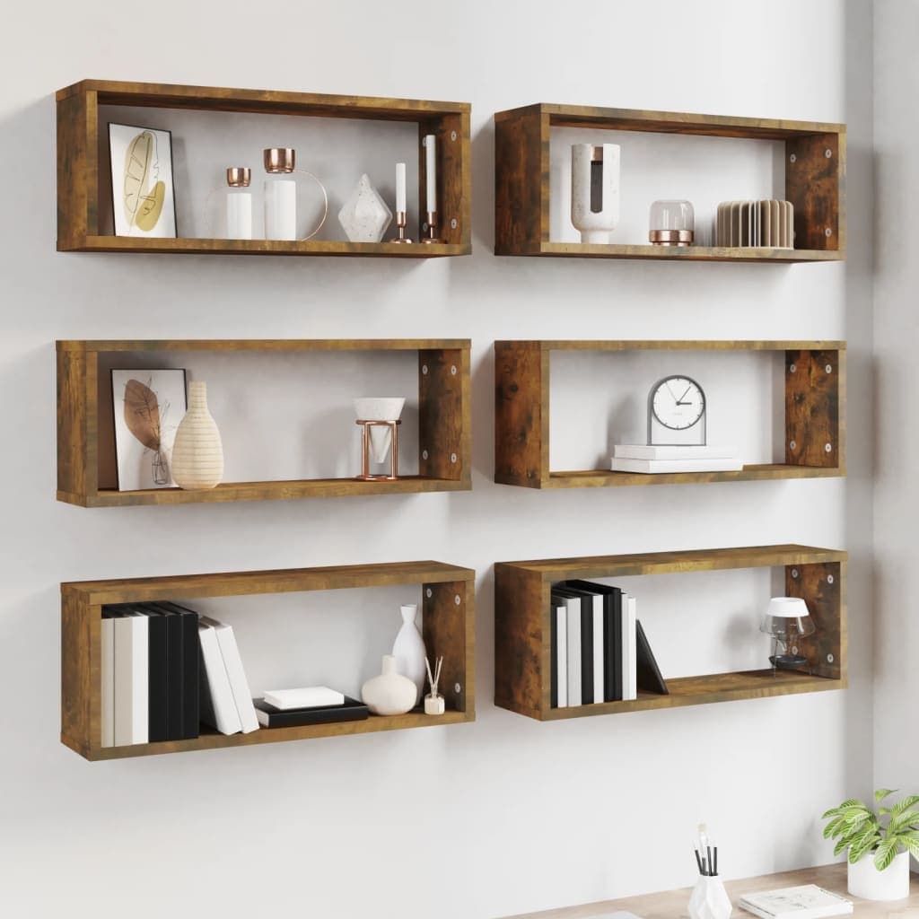 Set di 6 cubi contenitore marrone fumo 60 cm