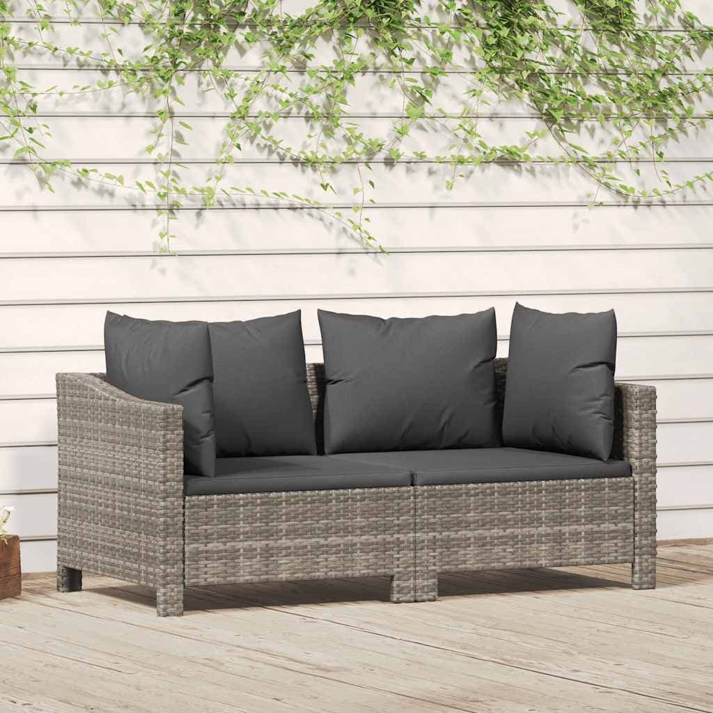 Set lounge jardín 2 piezas polirratán con cojines