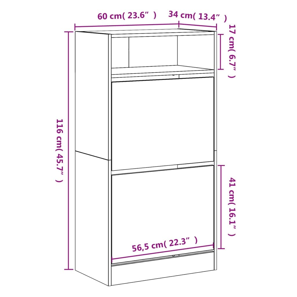 Schuhschrank 60 cm Holzwerkstoff
