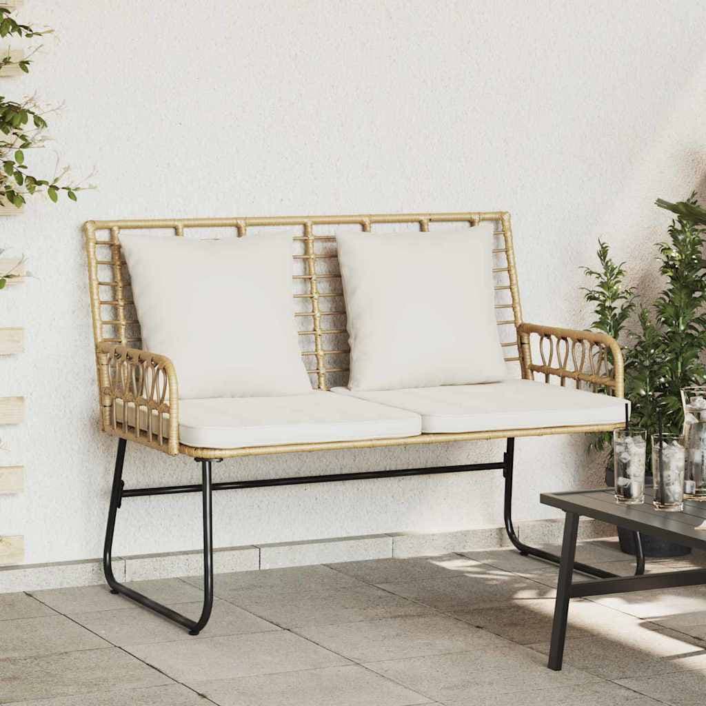Panchina da giardino in poli-rattan color crema