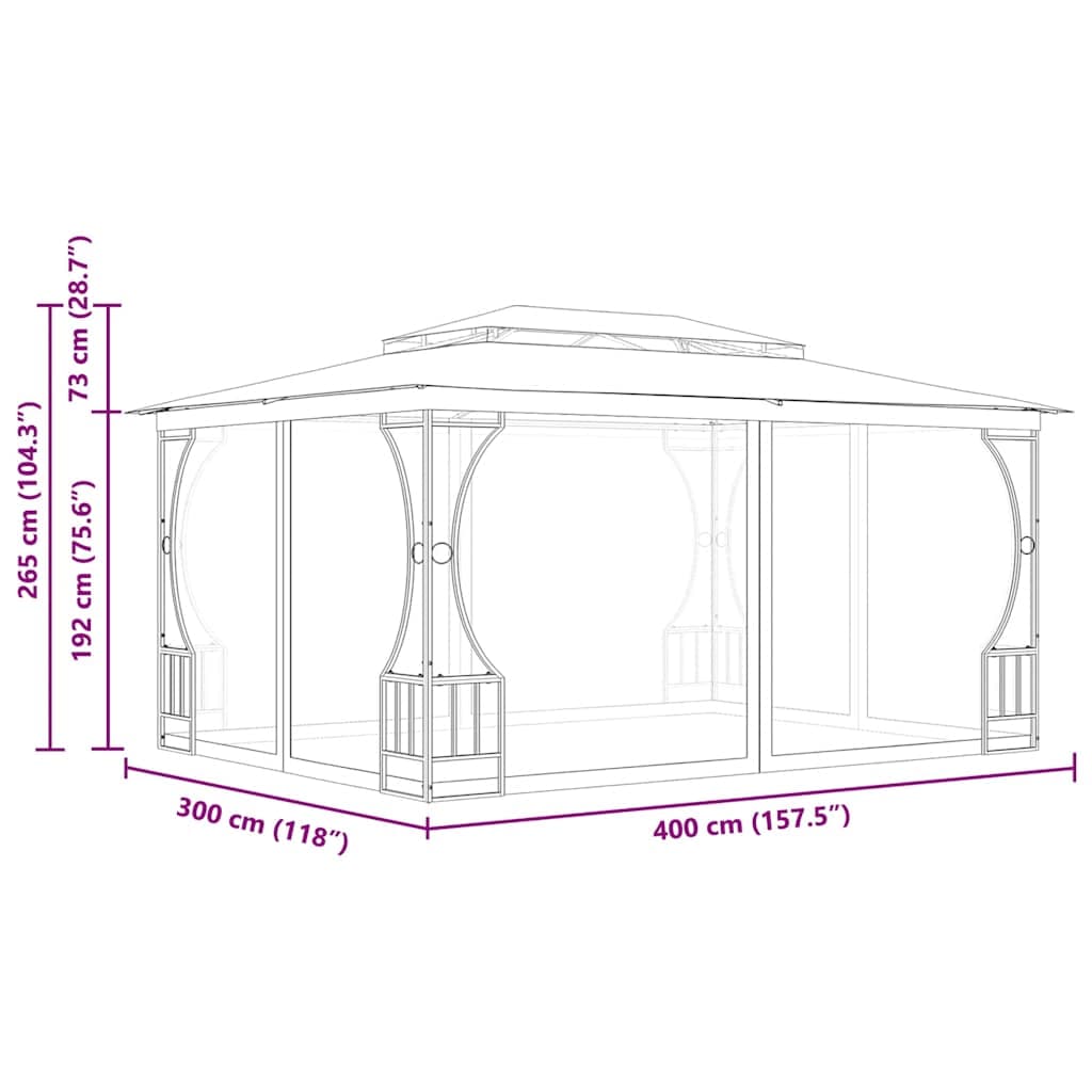 Gazebo con zanzariera 300 cm color crema