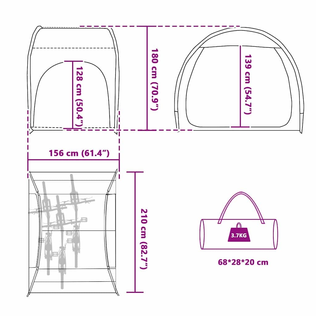Garaje para bicicletas con techo 218 cm