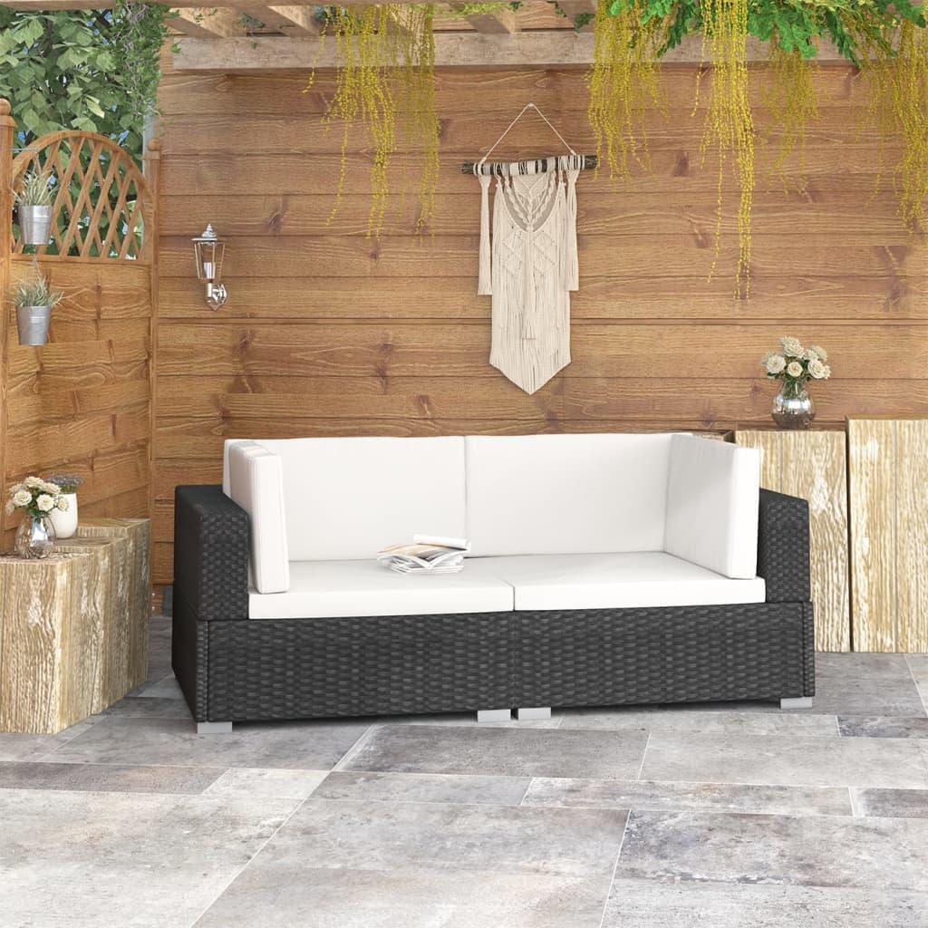 Eck-Sofas 2er-Set mit Polstern aus Poly-Rattan