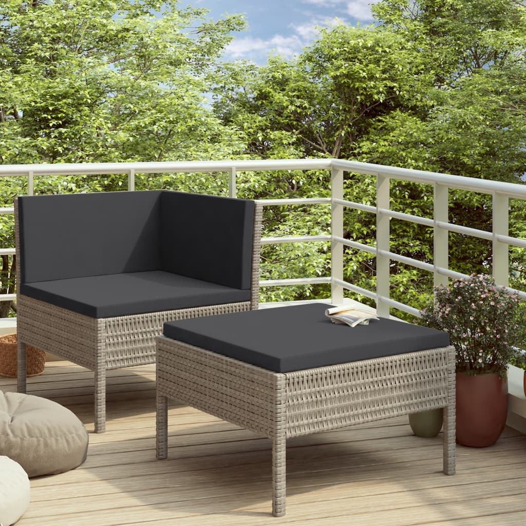 Set salón jardín 2 piezas polirratán con cojines