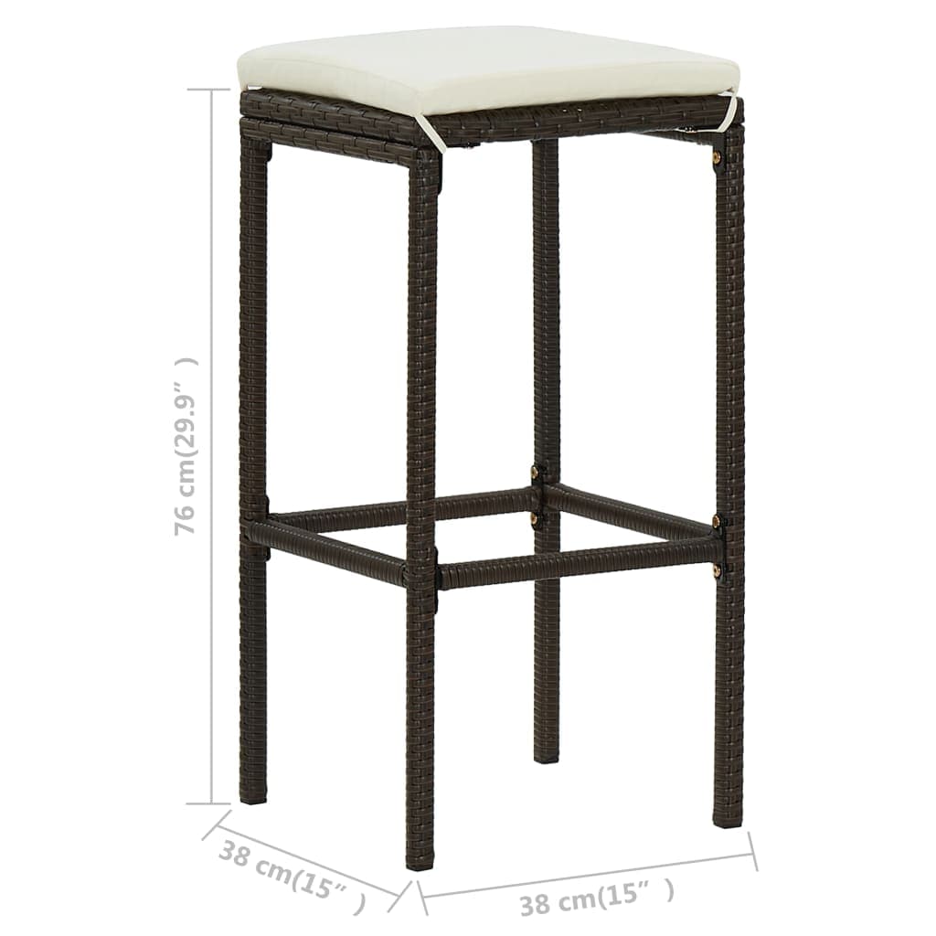 Barhocker mit Polstern 2 Stück Polyrattan