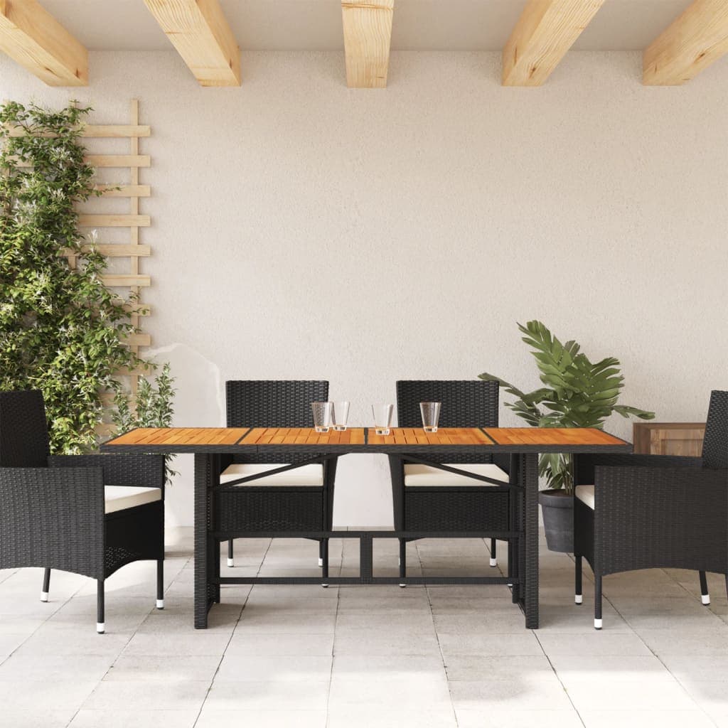 Tavolo da giardino 190 cm polirattan piano legno