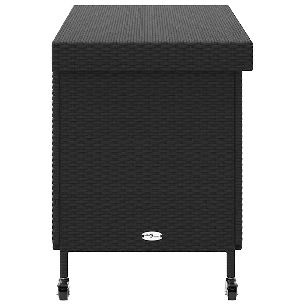 Box da giardino con ruote in polirattan, 110 litri