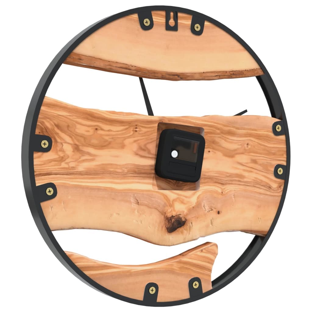 Wanduhr Ø35 cm aus Eisen und Olivenholz