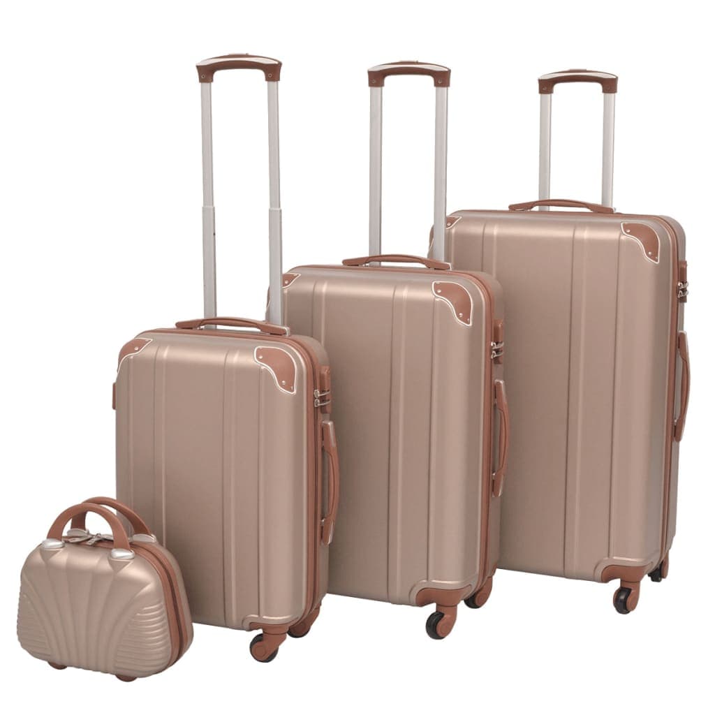 4-teiliges Hartschalen-Trolley-Set Champagner Kaffeebraun
