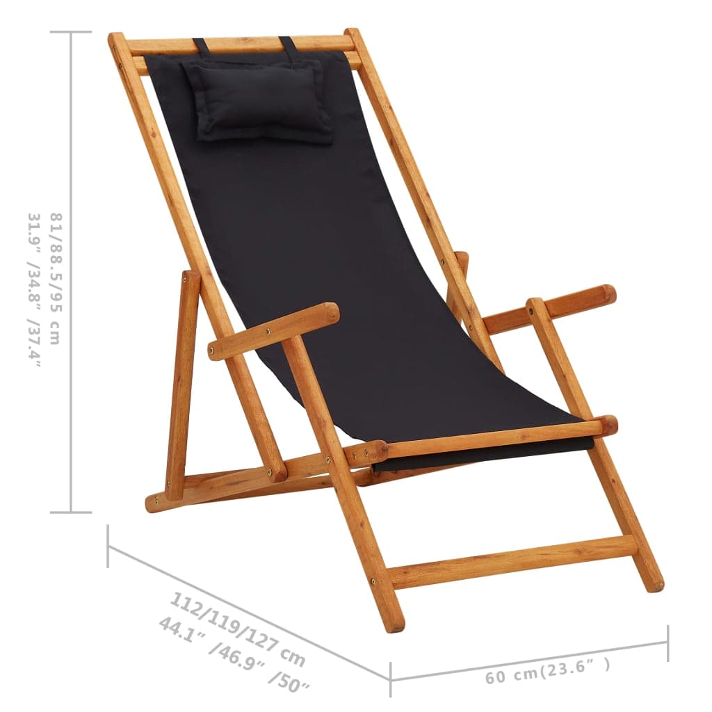 Sedia pieghevole da spiaggia in legno massiccio di eucalipto