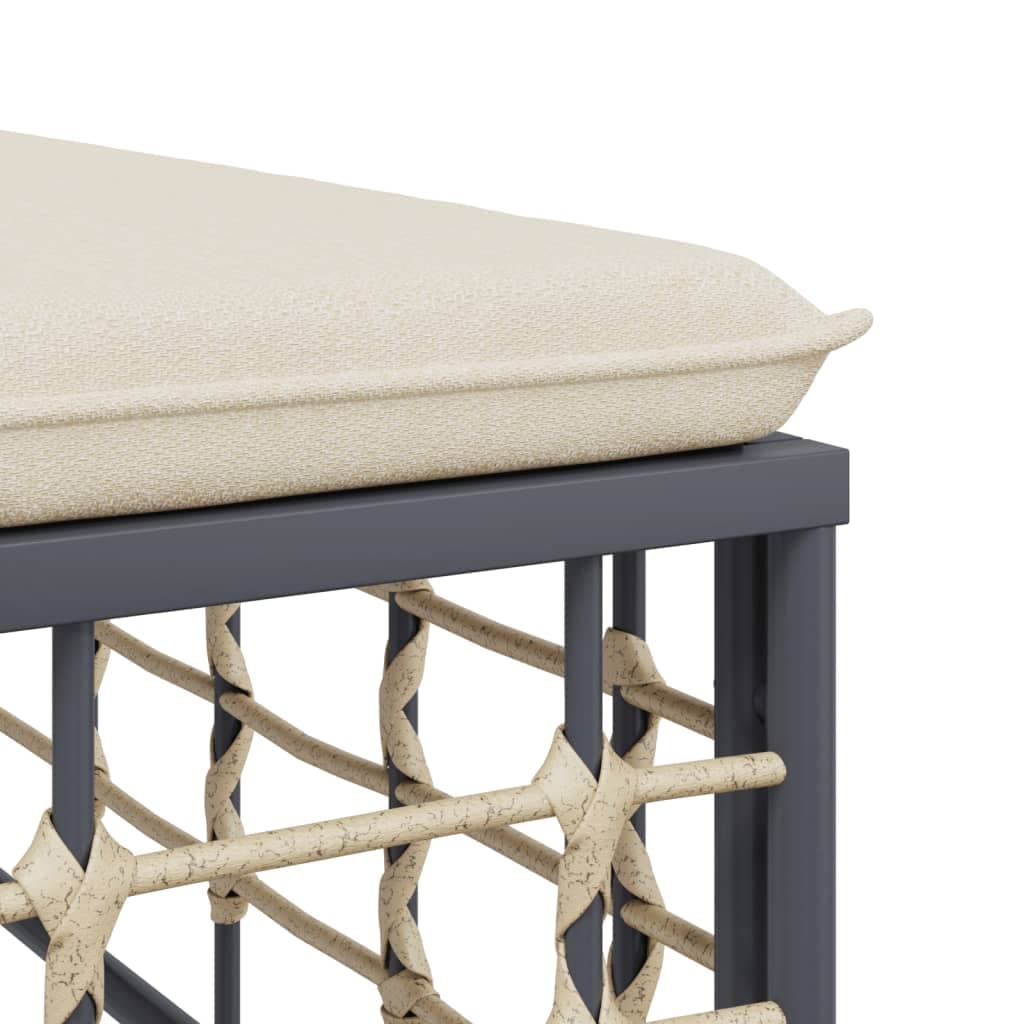Gartenhocker Polyrattan Polster und Gartentisch Set