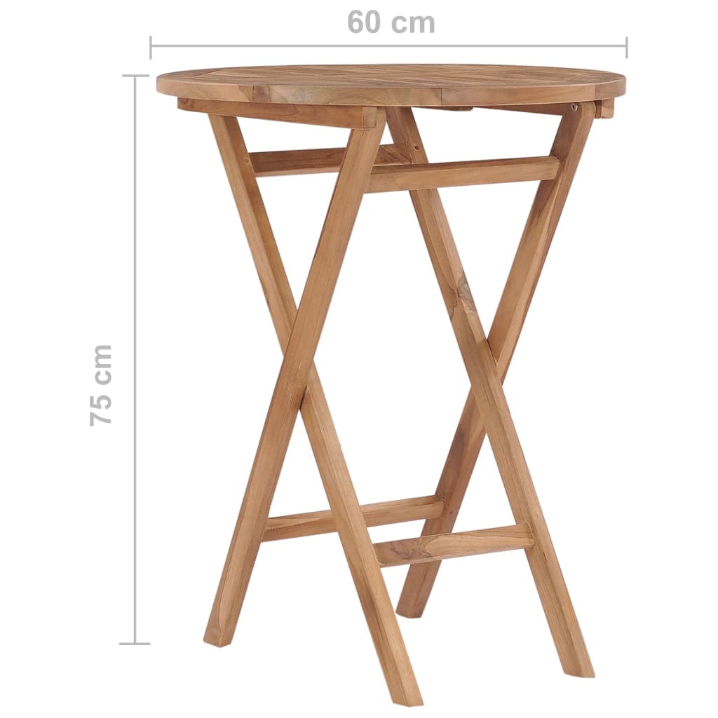 Tavolo da giardino pieghevole in teak massello 60 cm