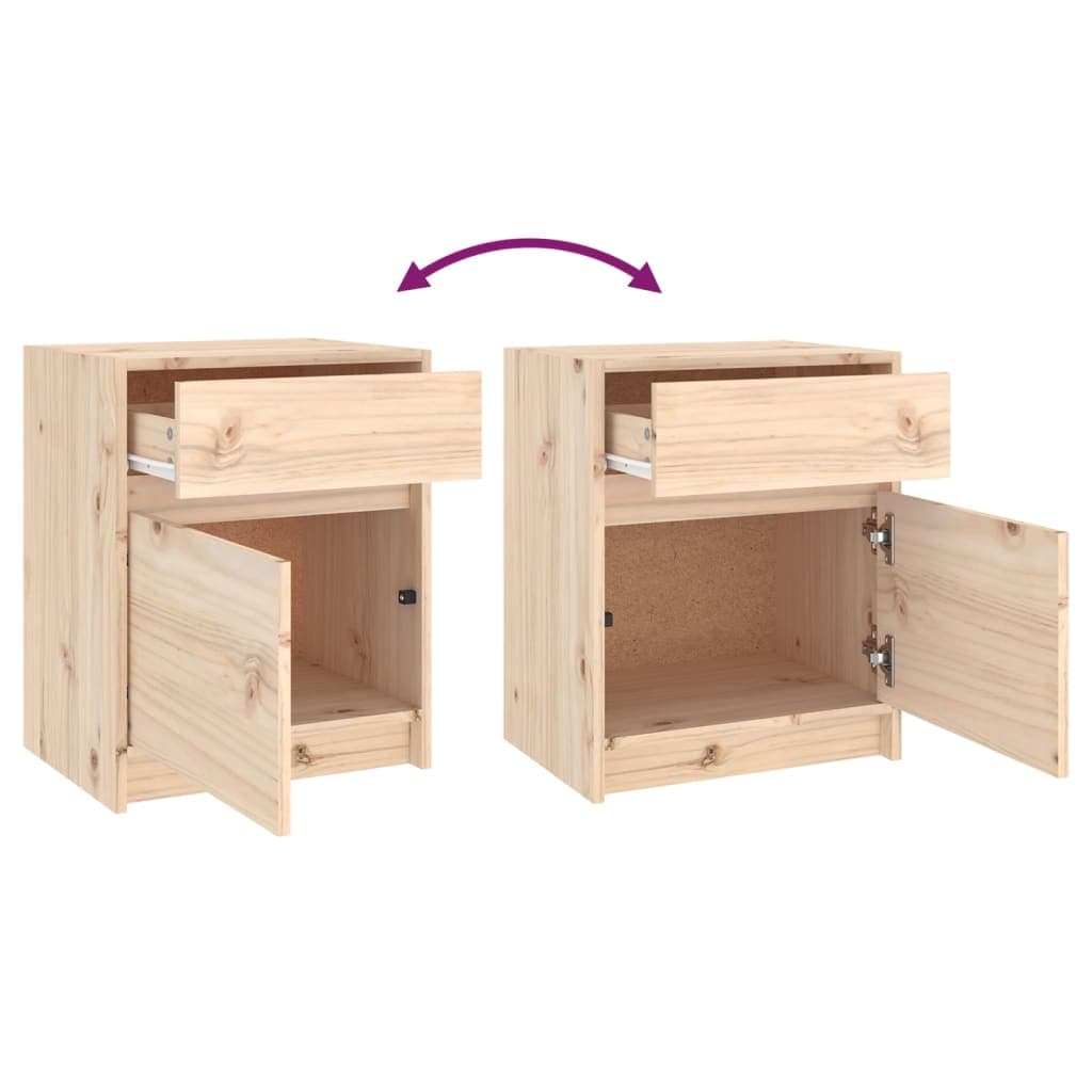 Nachttisch massives Kiefernholz, 40 cm, 2er-Set