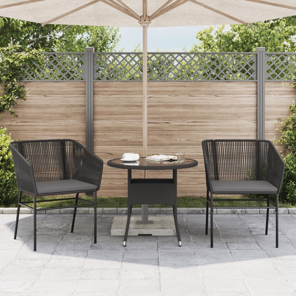 Set di 2 sedie da giardino in poli-rattan con cuscini