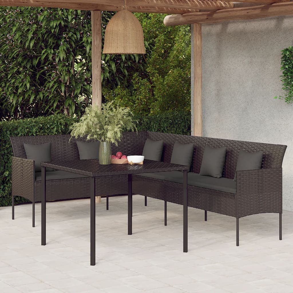 2-teiliges Garten-Ess-Set aus Polyrattan mit Polstern